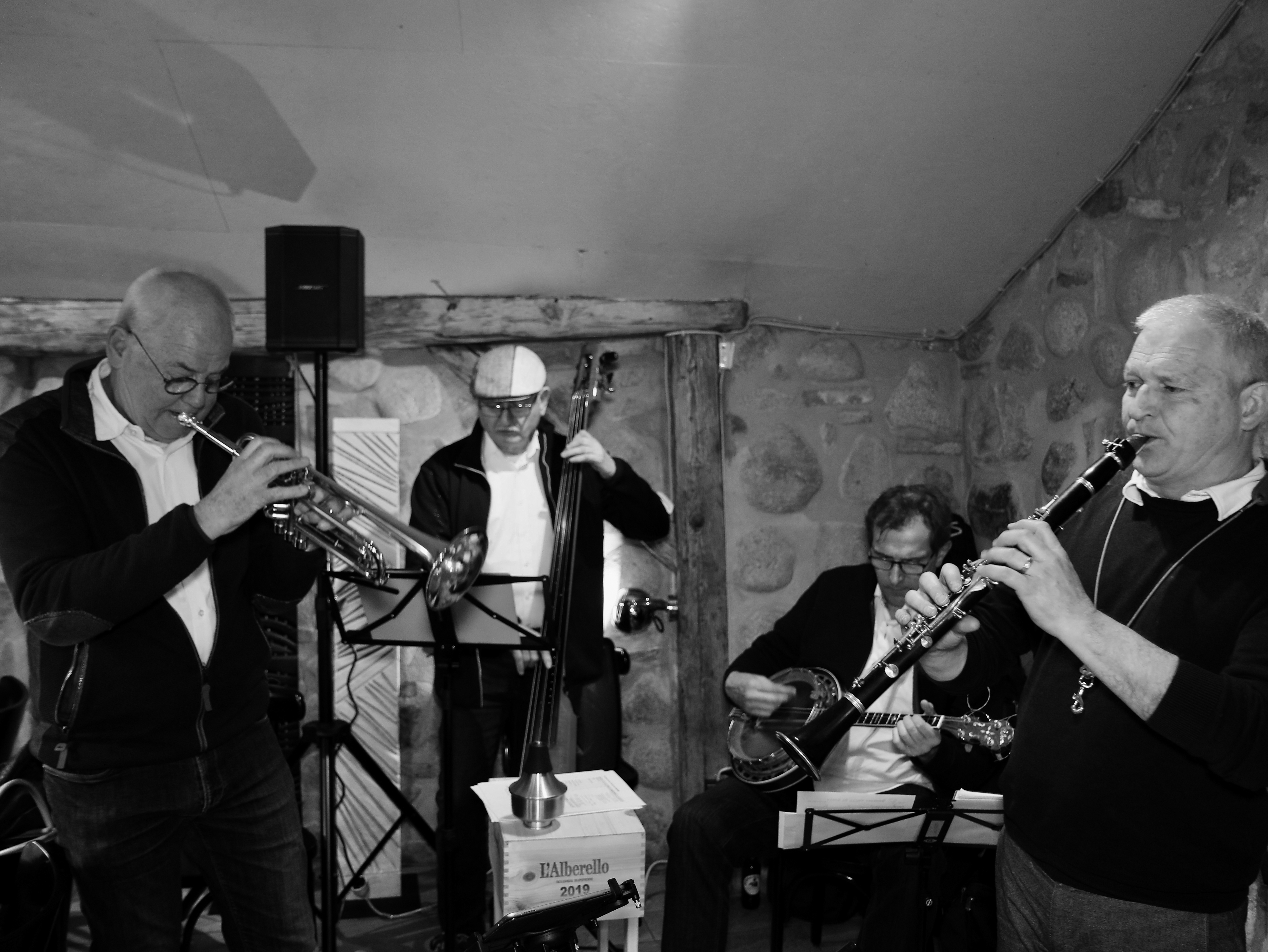 Dr. No and his Jazztigers (2023 mit Hanspeter Tre�, Helmut Maier und Otto Bauknecht)